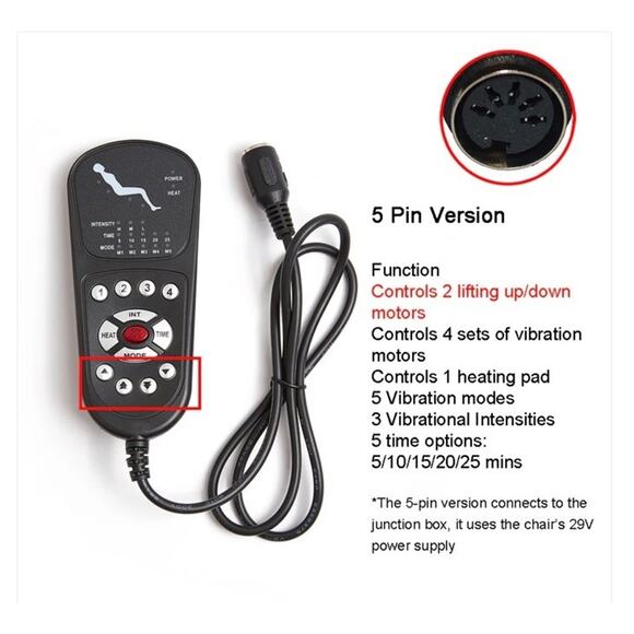 Massage Chair Replacement Remote Control Only with 5 Pin Connector UNTESTED - Picture 5 of 5